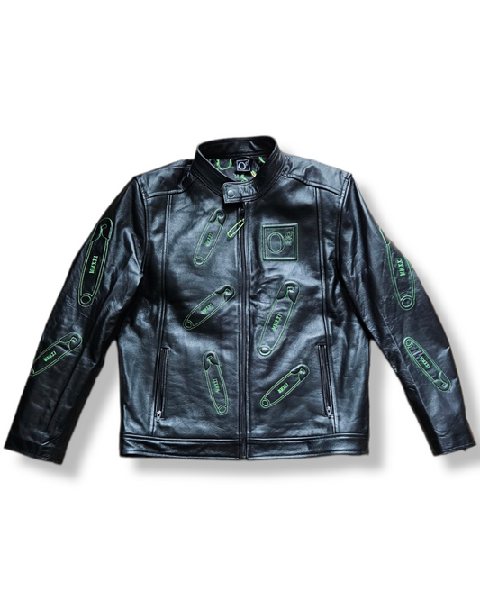 oG Embossed Logo Leather Fitted Jacket (PRE-ORDER)